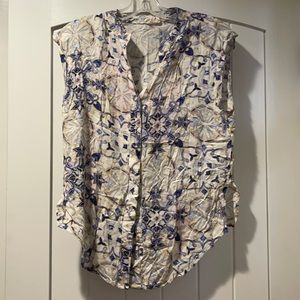 tan and blue tank top